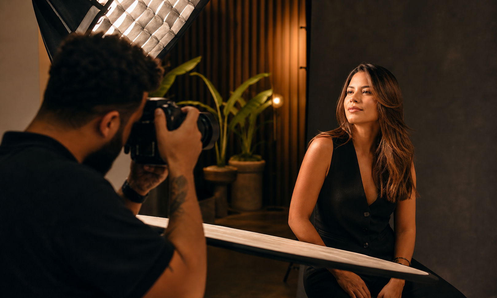 Sessão de fotografia profissional em estúdio